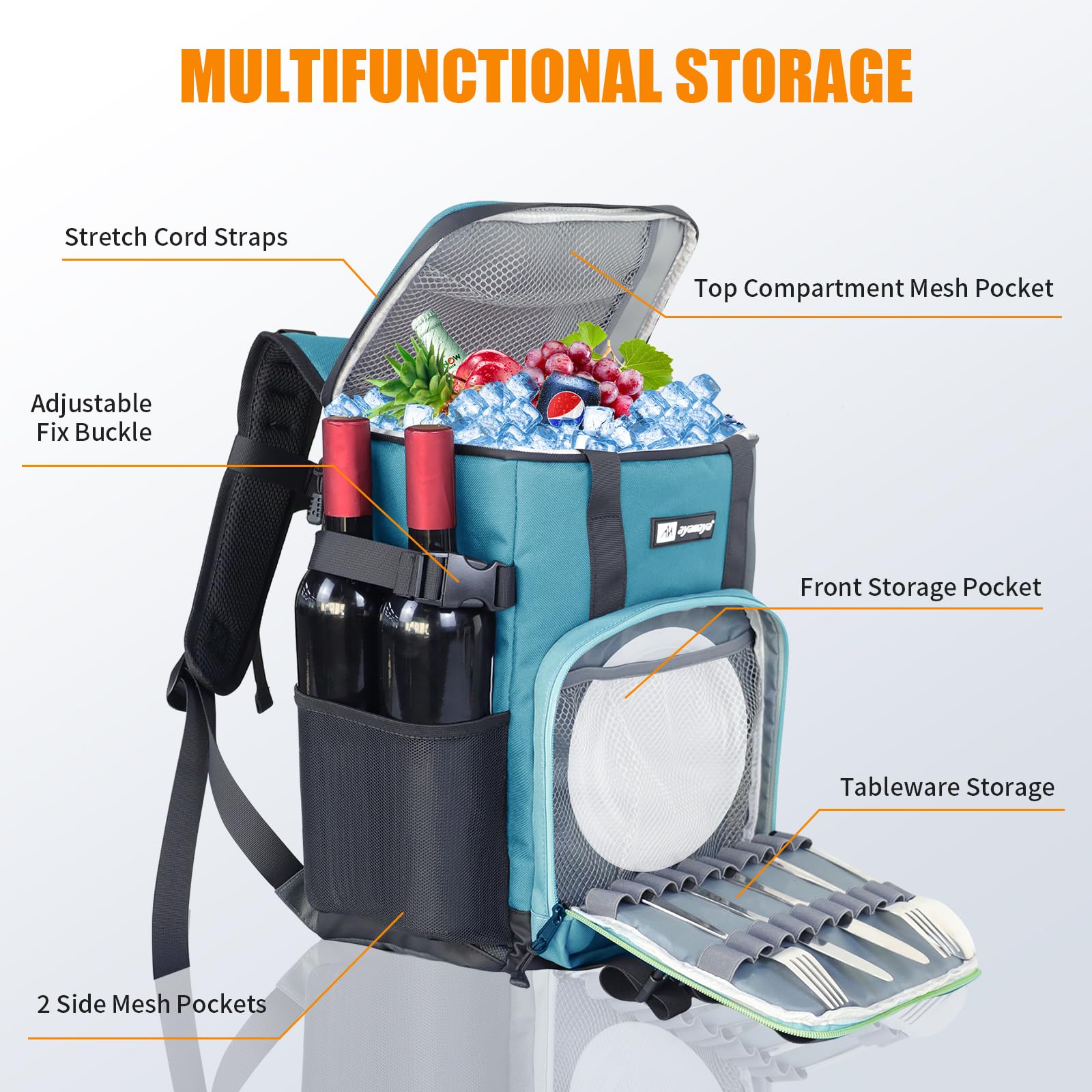 AYAMAYA ergonomic cooler backpack features breathable padding for comfortable carrying.
