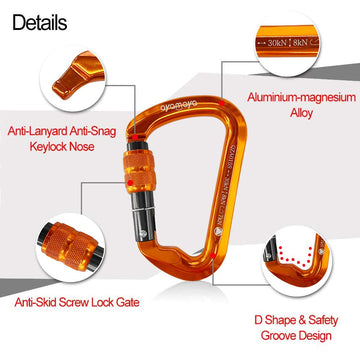 Ayamaya D-shaped carabiner on belay setup for smooth rope control.