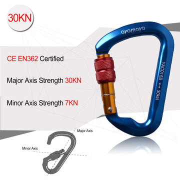 AYAMAYA D-shaped carabiner with ergonomic design for smooth rope handling.