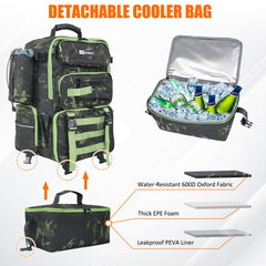 Open main compartment showing foldable padded divider