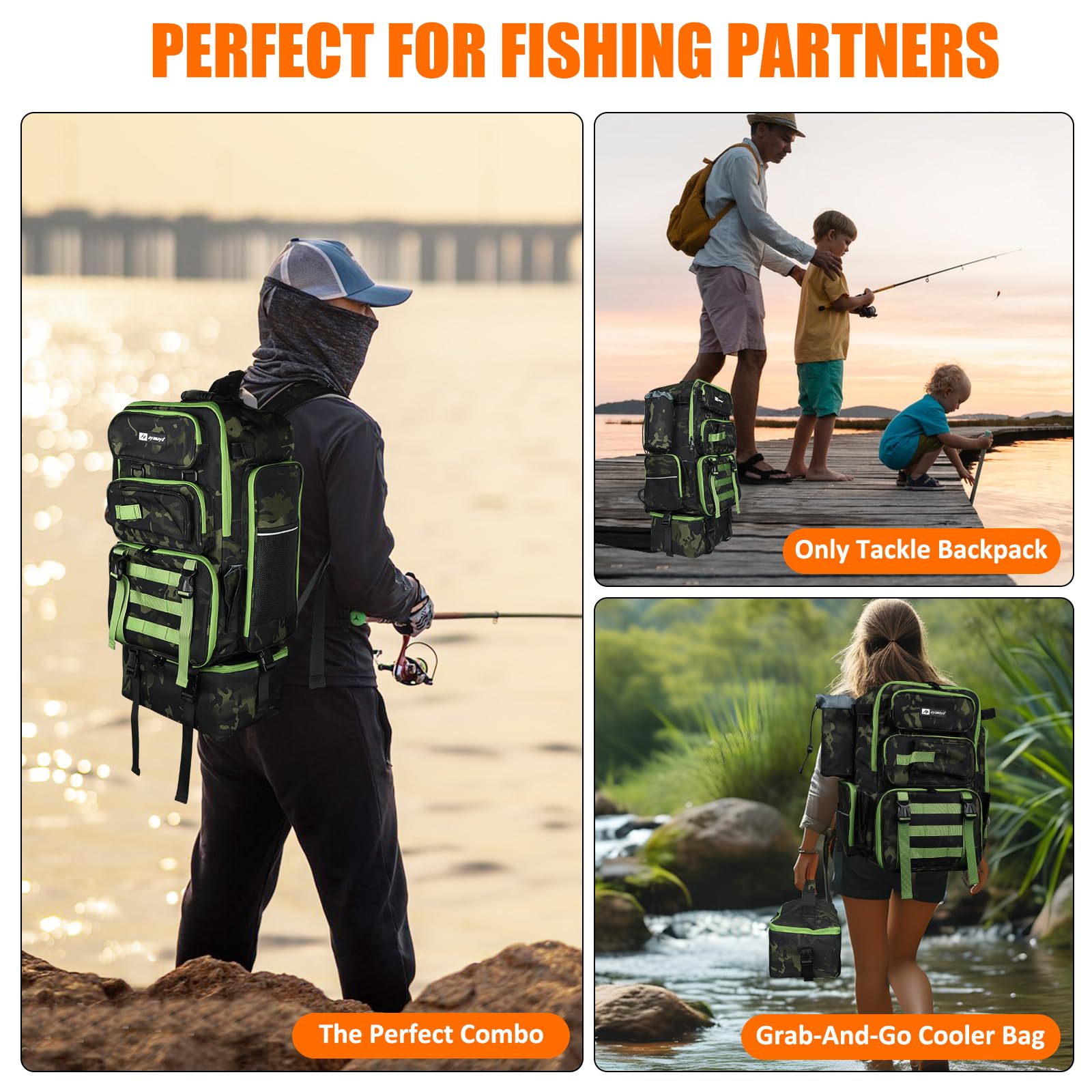 AYAMAYA fishing backpack durable shoulder straps ease carrying heavy tackle all day