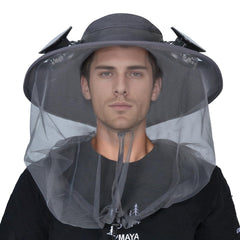 AYAMAYA Mosquito Net Hat front view with wide brim and protective netting for outdoor protection