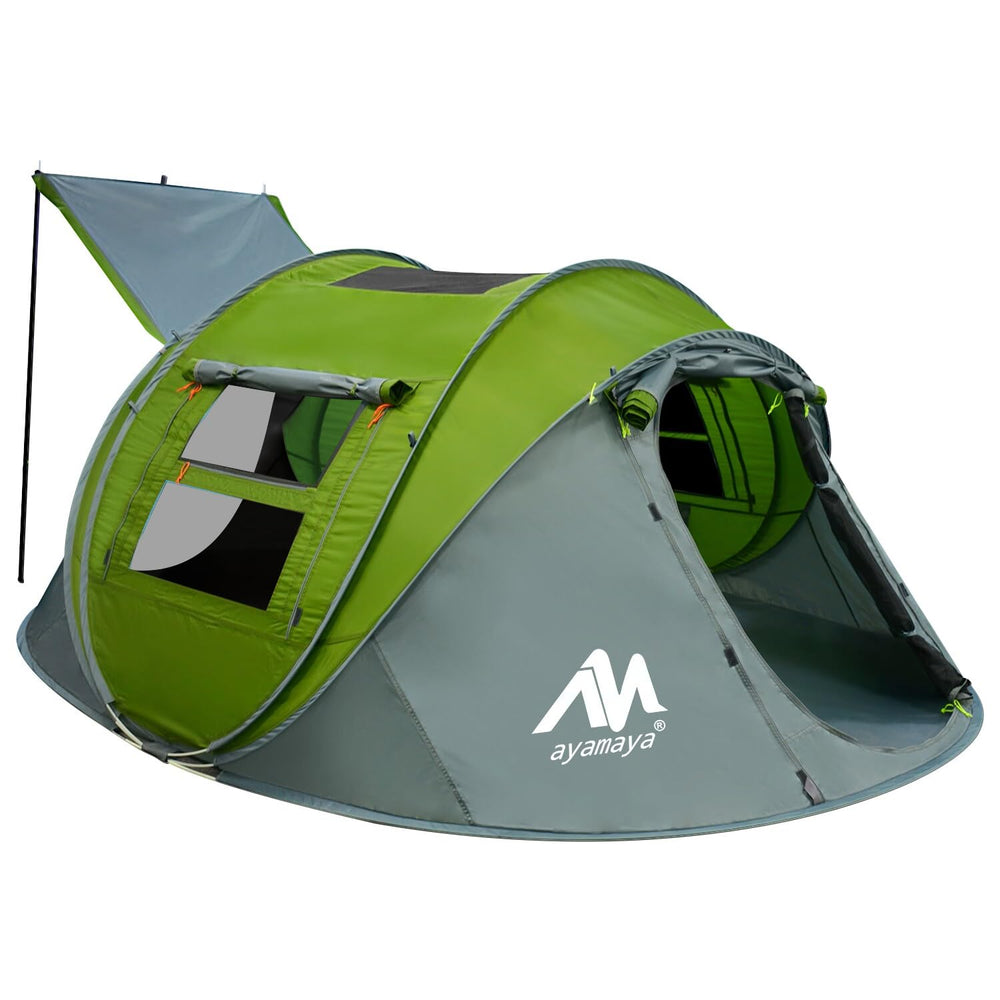 AYAMAYA pop-up tent setup — instant shelter ideal for quick family camping.