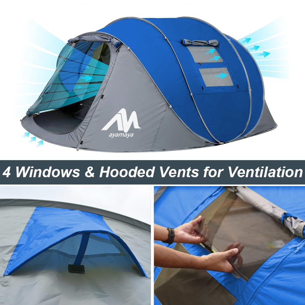 AYAMAYA pop up tent spacious interior fits 5-6 adults with gear comfortably.