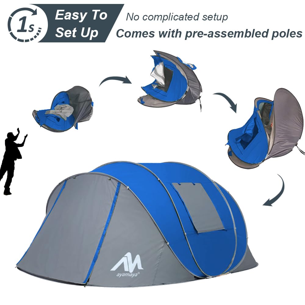 AYAMAYA pop up tent vestibule gear space demonstrates organized packing and gear storage.
