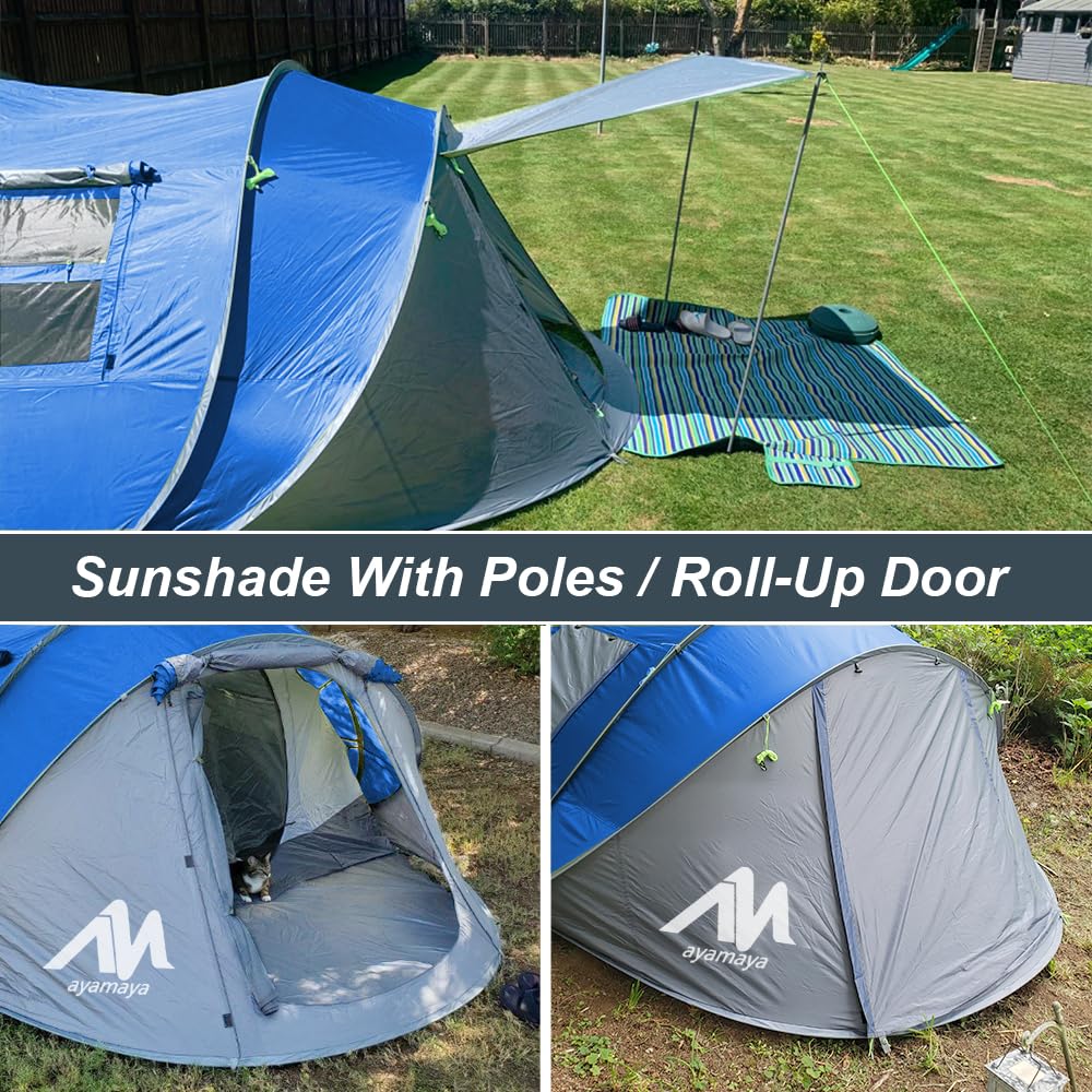 AYAMAYA pop up tent waterproof fabric and sealed seams protect against rain.