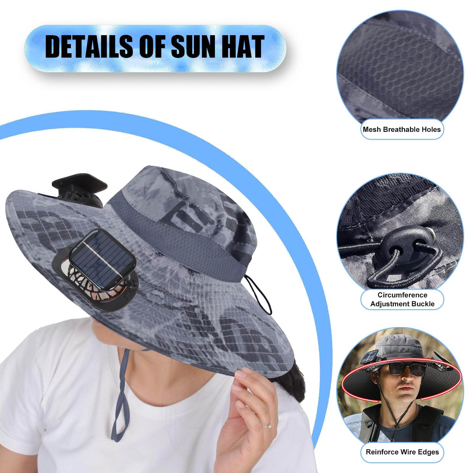Lightweight hat design suitable for outdoor activities like hiking and fishing