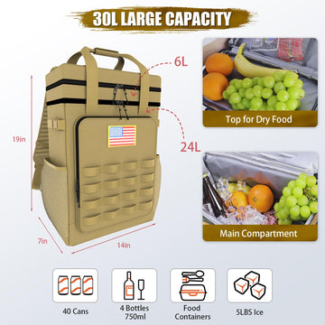 AYAMAYA insulated top compartment reveals dry storage for snacks and small items.