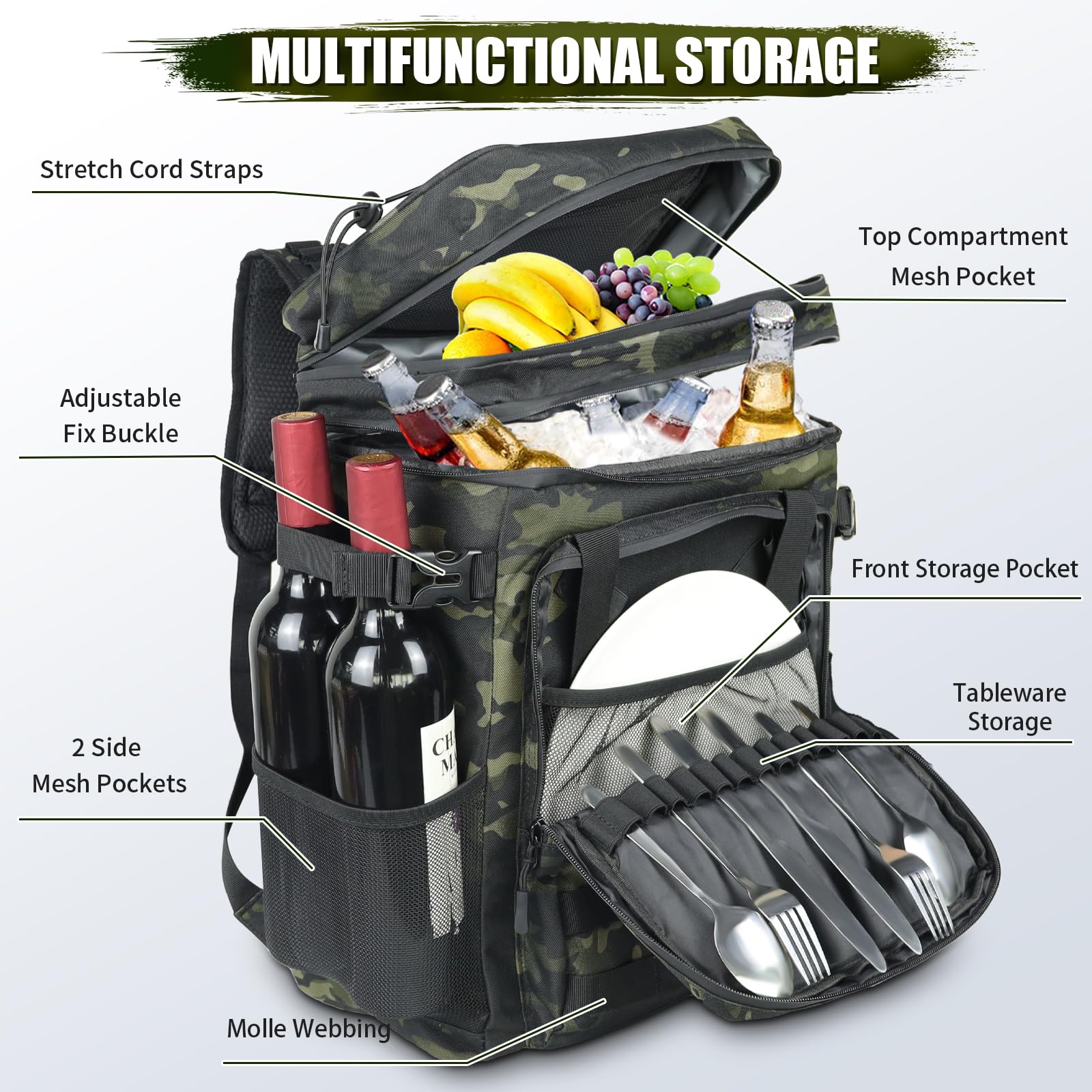 AYAMAYA tactical backpack cooler leakproof liner with sealed zipper and welded seams.