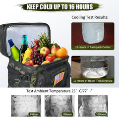 AYAMAYA tactical backpack cooler padded shoulder straps for comfortable all-day carry.