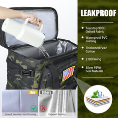AYAMAYA tactical backpack cooler side pocket view showing beverage access.