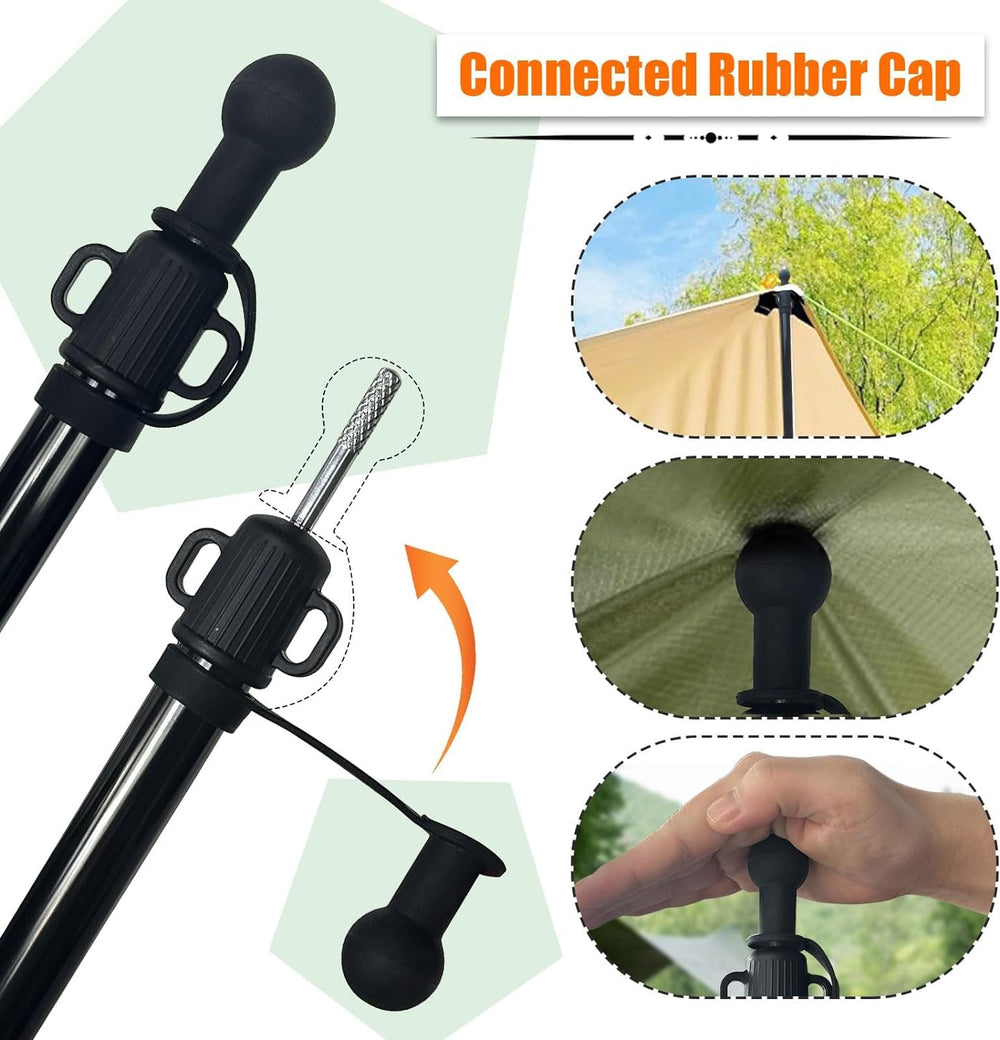 AYAMAYA tarp poles top rubber caps prevent slipping during setup