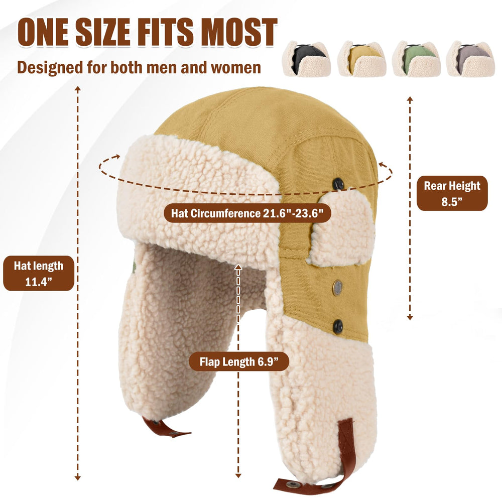 AYAMAYA trapper hat in snowy urban setting combines warmth and style.