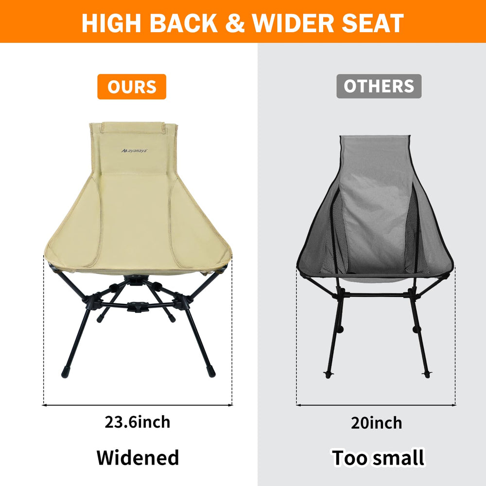 AYAMAYA Ultralight High Back Camping Chair pocket detail shows convenient water cup and phone holder.