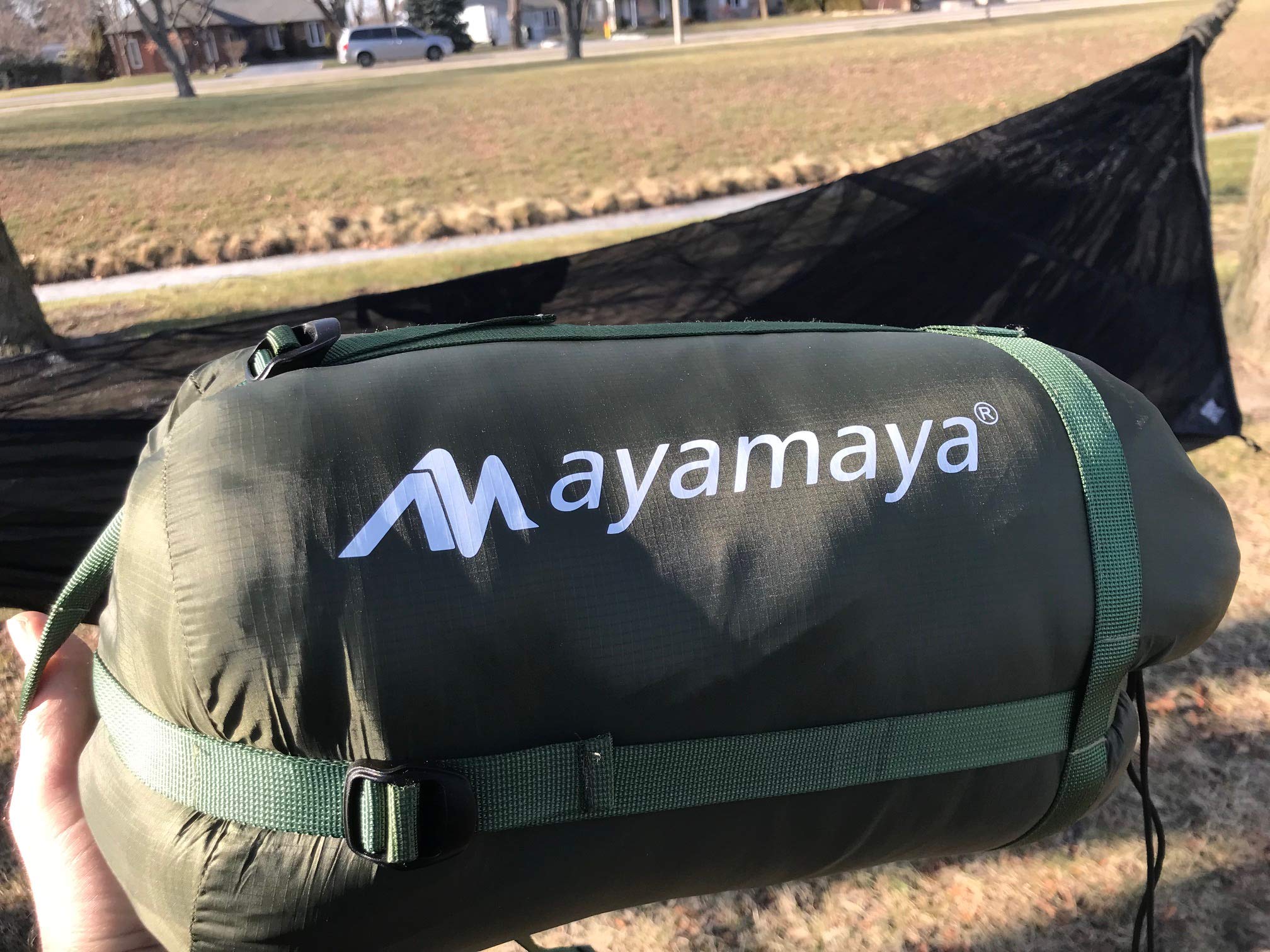 AYAMAYA underquilt durable shell closeup showing rugged construction for outdoors.