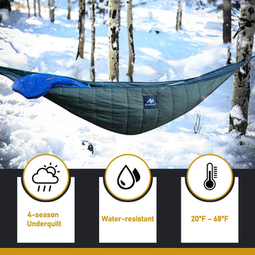 AYAMAYA packable underquilt in compression sack for backpacking.
