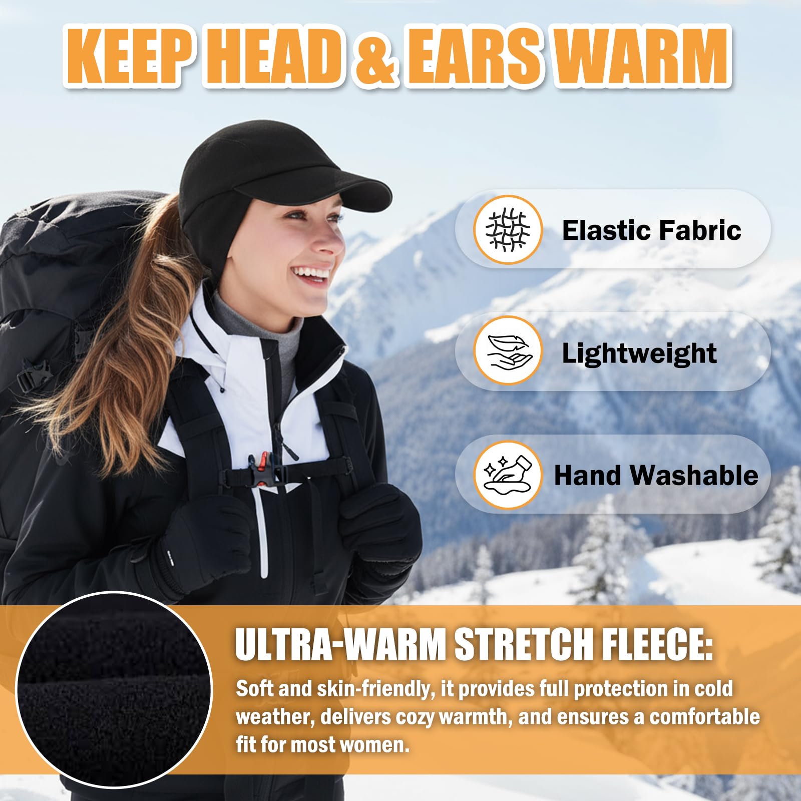 AYAMAYA fleece hat with ear flaps covers ears for added warmth
