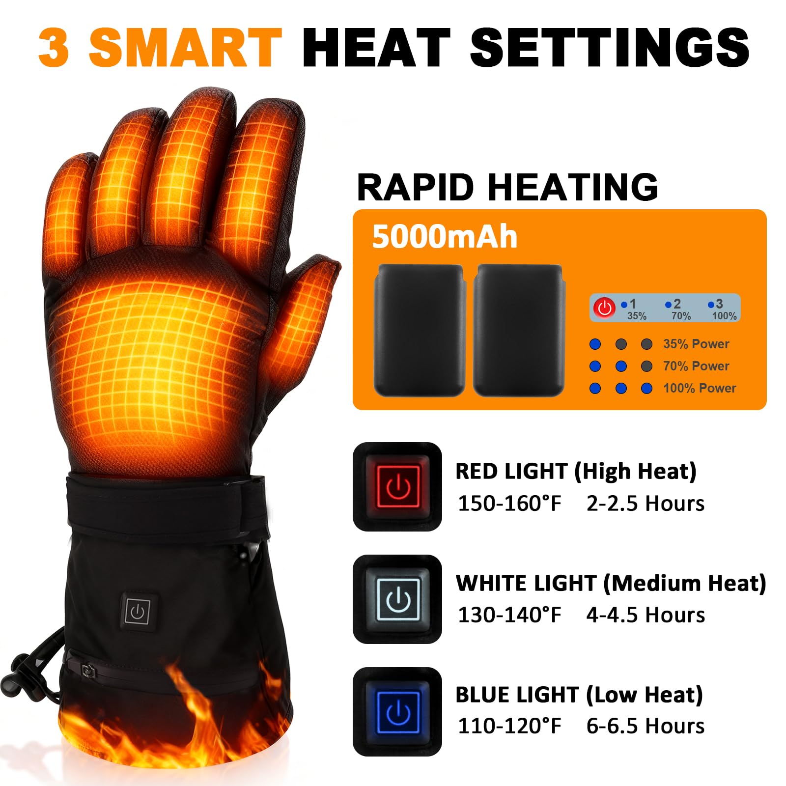 AYEAH heated gloves waterproof outer layer keeps hands dry