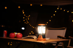 AYL rechargeable LED camping lantern closeup shows energy-efficient LEDs for long-lasting brightness
