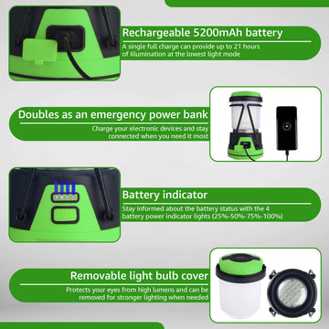 AYL rechargeable LED camping lantern dimmable-modes offer flexible brightness for camping, boating, and emergencies