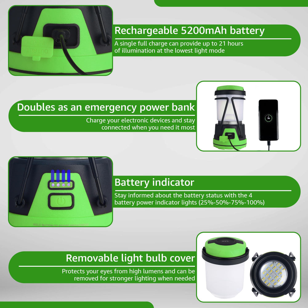 AYL rechargeable LED camping lantern dimmable-modes offer flexible brightness for camping, boating, and emergencies