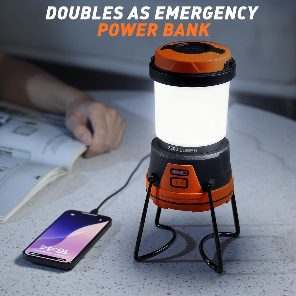 AYL rechargeable LED camping lantern long-battery-life supports multi-hour use between charges