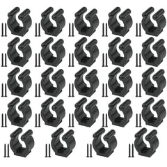 AYLIFU 24-pack fishing rod clips with screws – front view (Black)