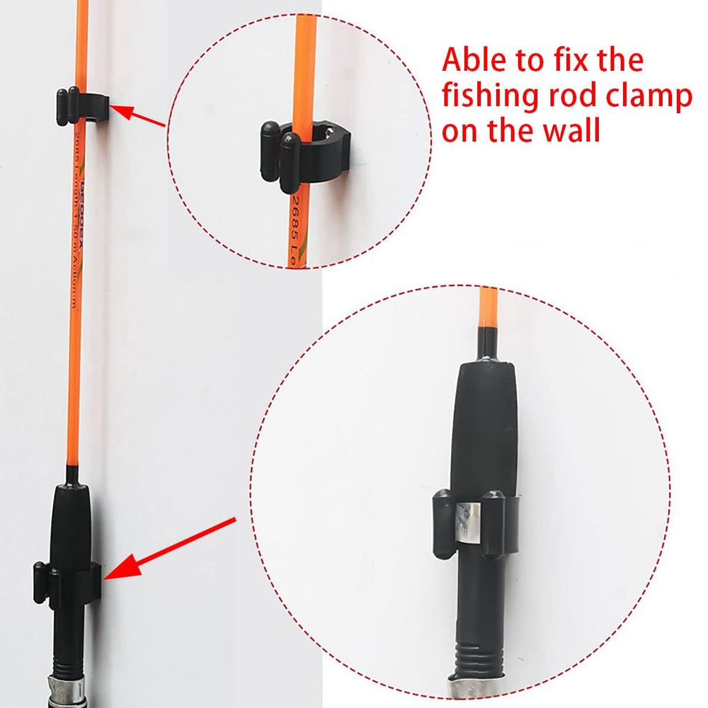 Clip mounted holding fishing rod in a pool room