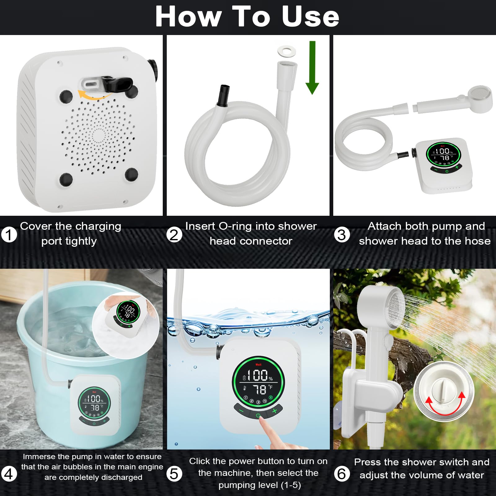 AYWOHA camping shower water source versatility for sink or bucket rinses