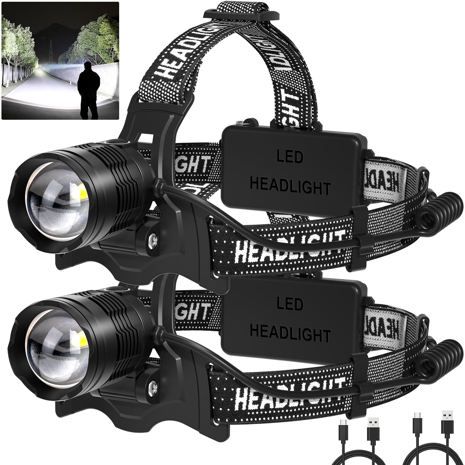 azamine LED headlamp 2pack for outdoor illumination and camping