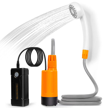 AZXJC portable outdoor shower setup shows compact assembly for quick outdoor rinsing.