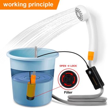 AZXJC shower pump flow detail features steady high and gentle low flow settings.
