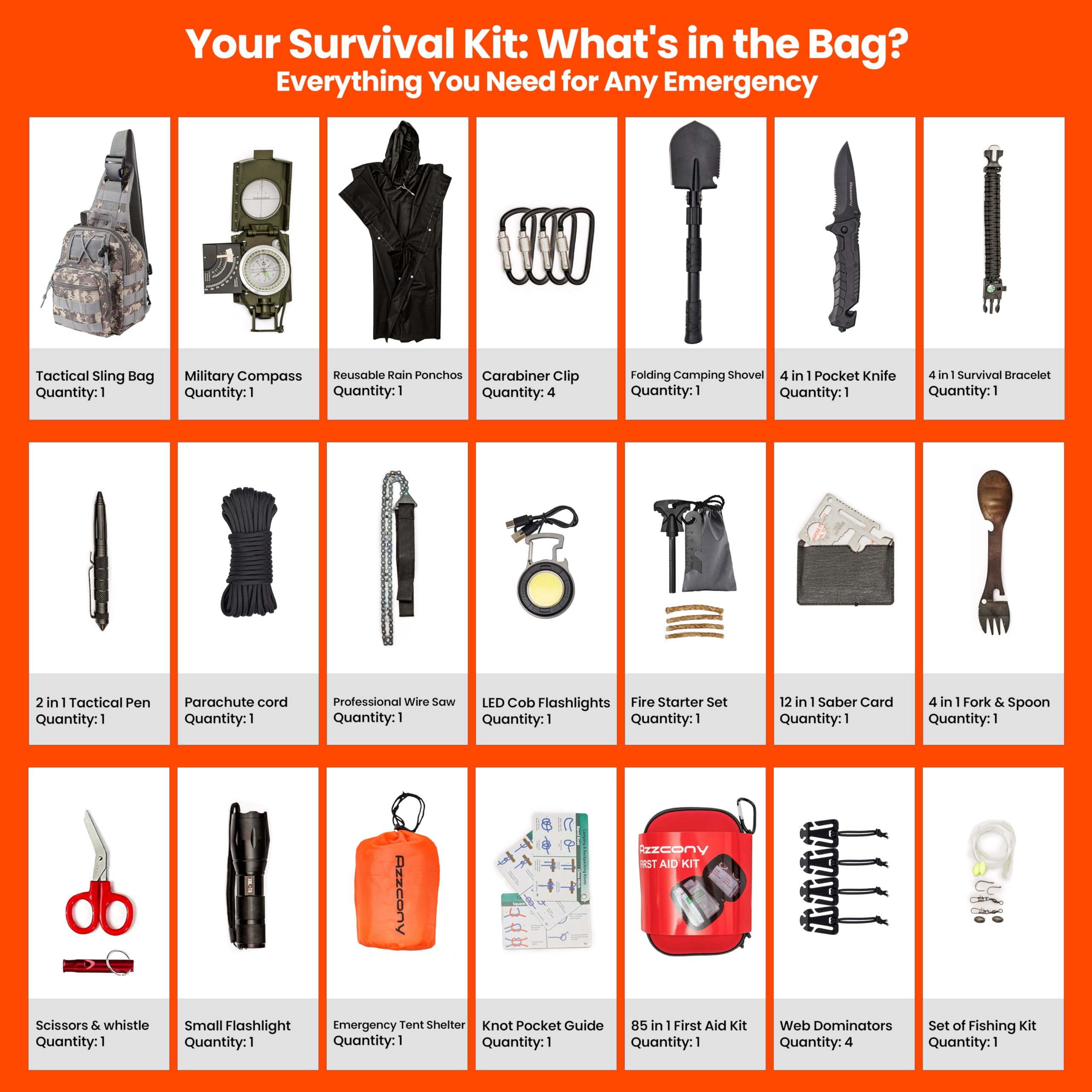 Azzcony 12-in-1 saber card offers handy tools for on-the-go needs during adventures.