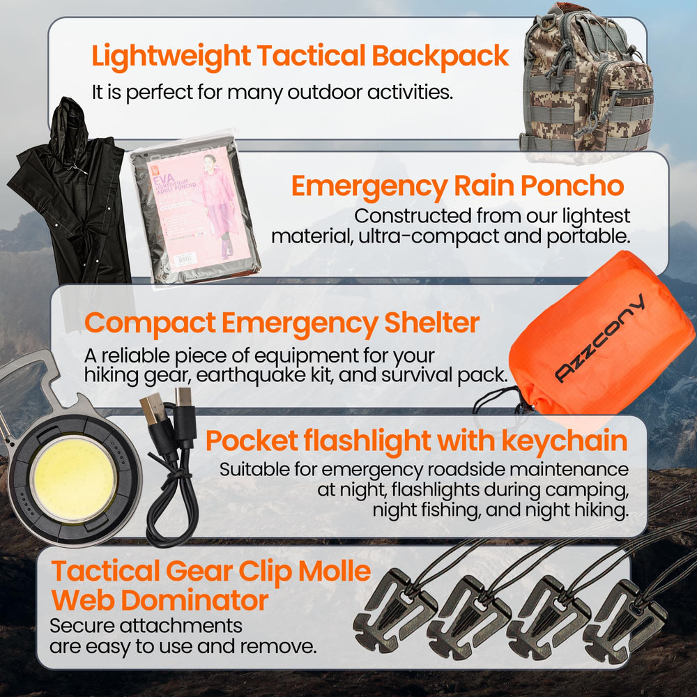 Azzcony first aid kit demonstrates safety supplies for emergencies.