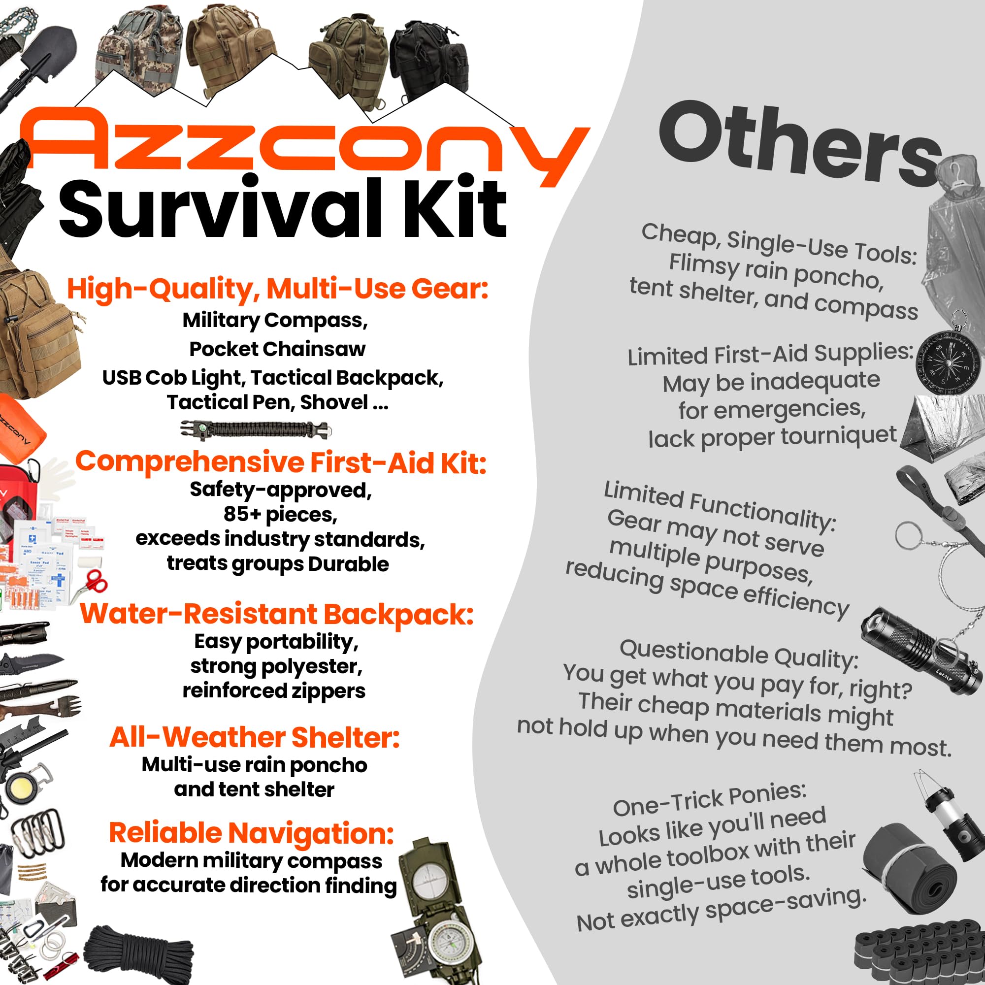 Azzcony survival bracelet with 4-in-1 gear keeps essential tools near for quick access.
