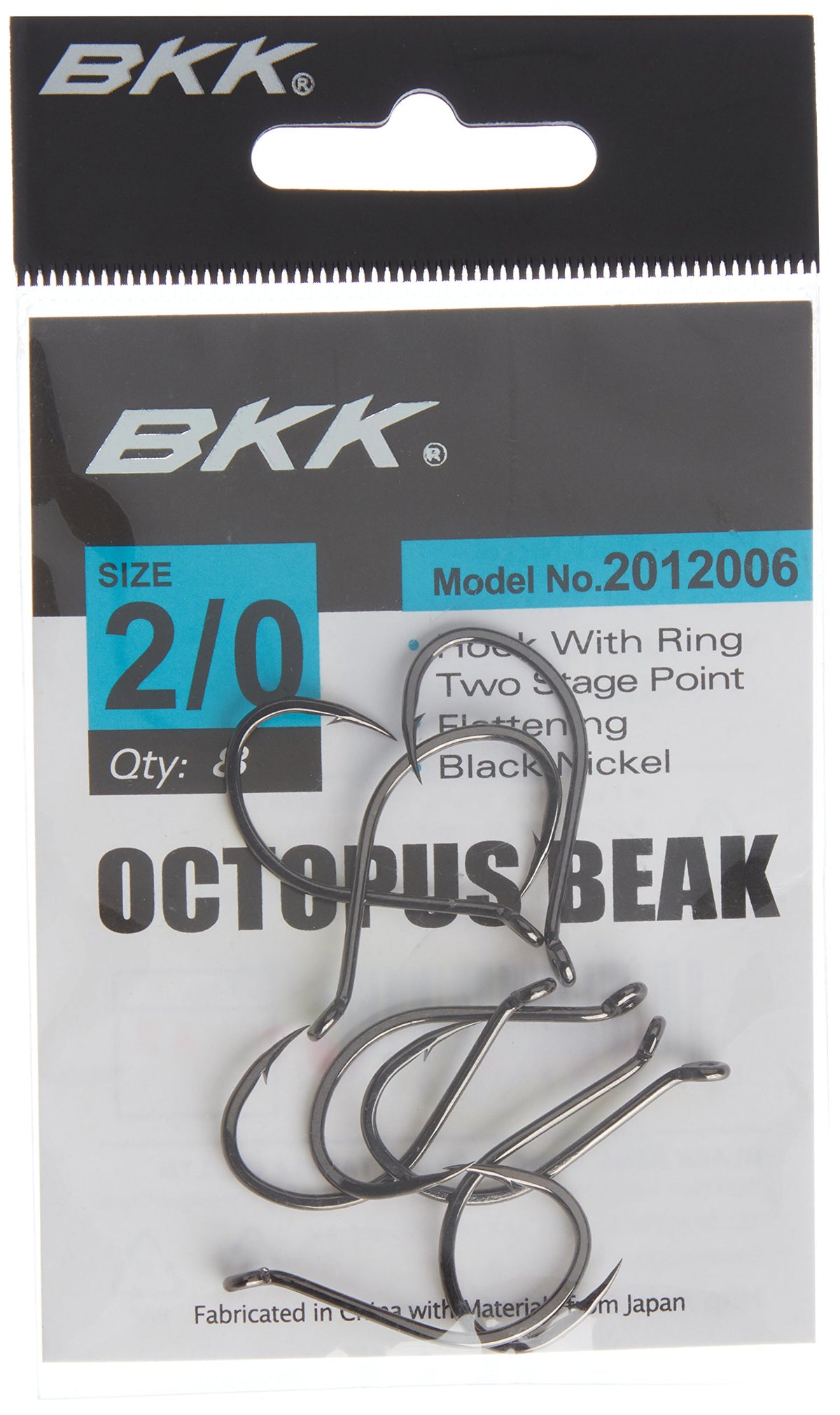 B Breakthrough Octopus Beak 2/0 hook with black nickel finish, saltwater ready and sharp