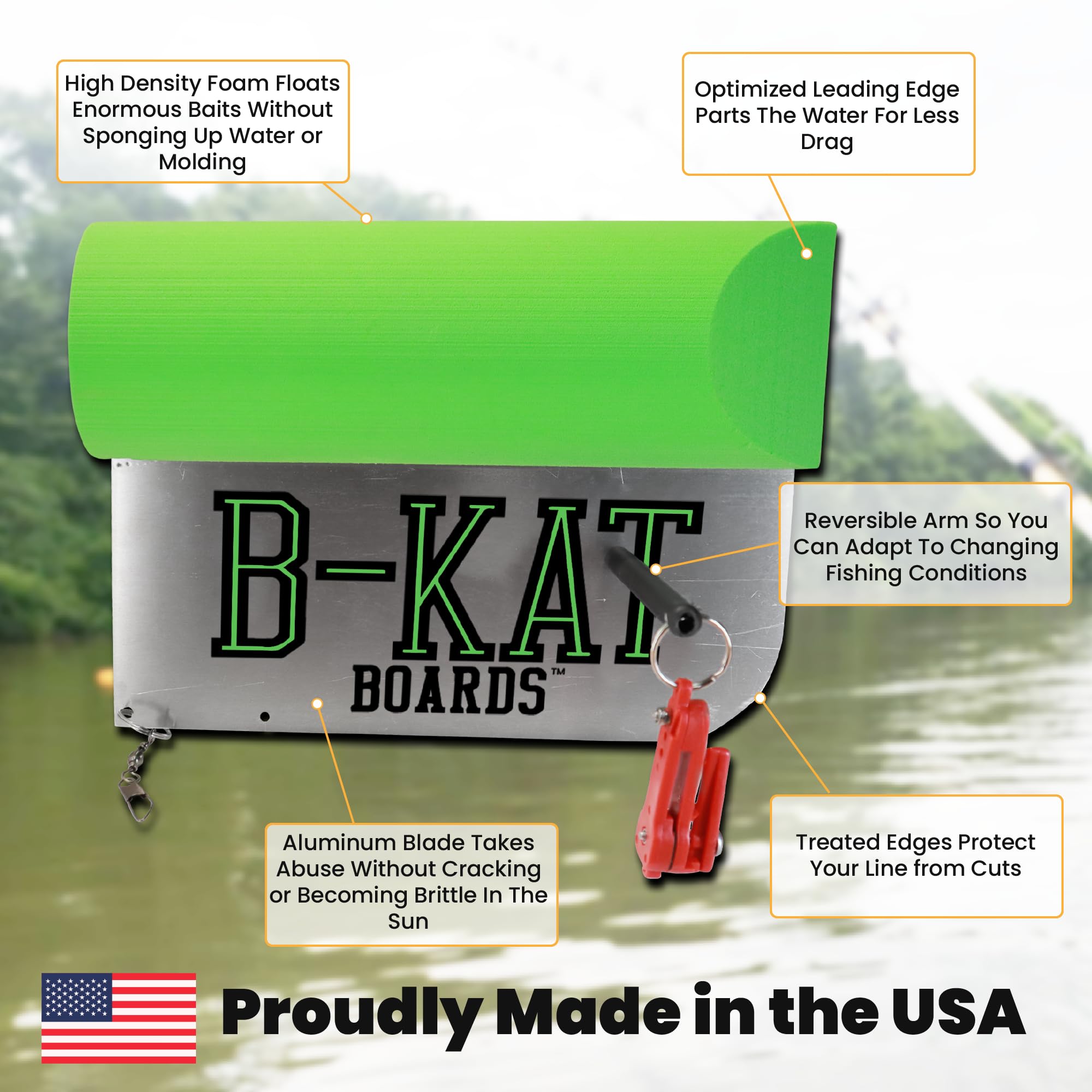 B-Kat twist-lock clip fits braid or mono for secure bait.