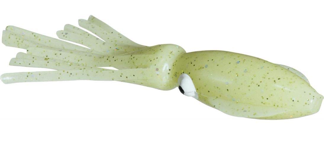 B2 Squid MINI 3inch lure in triple glow green for saltwater and freshwater fishing.