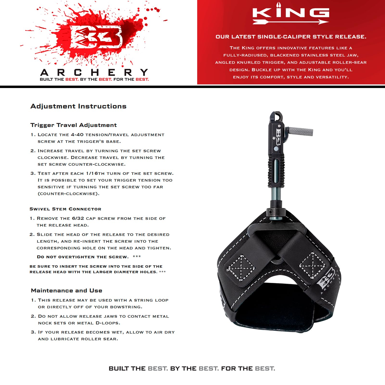 B3 Archery King blackened stainless jaw resists rust in challenging environments.