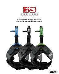 B3 Archery Rival anodized jaws offer durable, lightweight holding power.