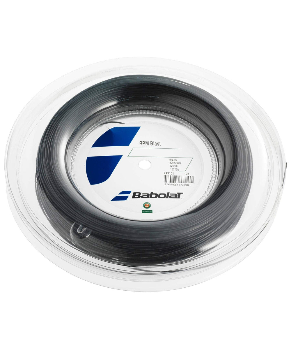 Babolat RPM Blast on a racquet, showing crisp response and string-bed bite for enhanced spin.