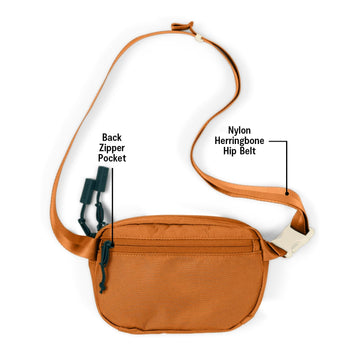 Baboon to the Moon fanny pack side view with adjustable strap for secure fit during activities