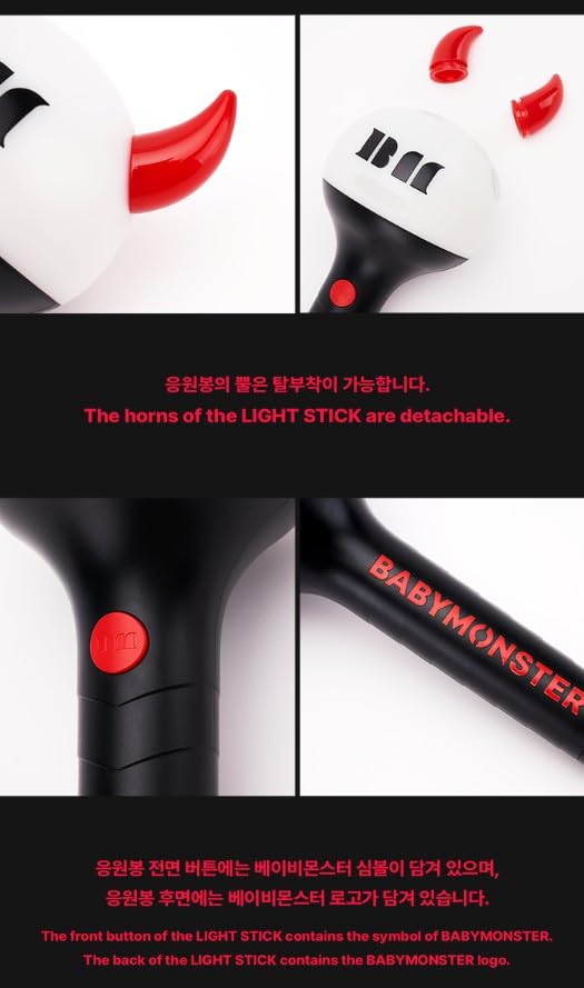 Baby Monster light stick battery not included notice for shoppers.