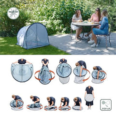 Spacious Babymoov play area provides ample shade and room