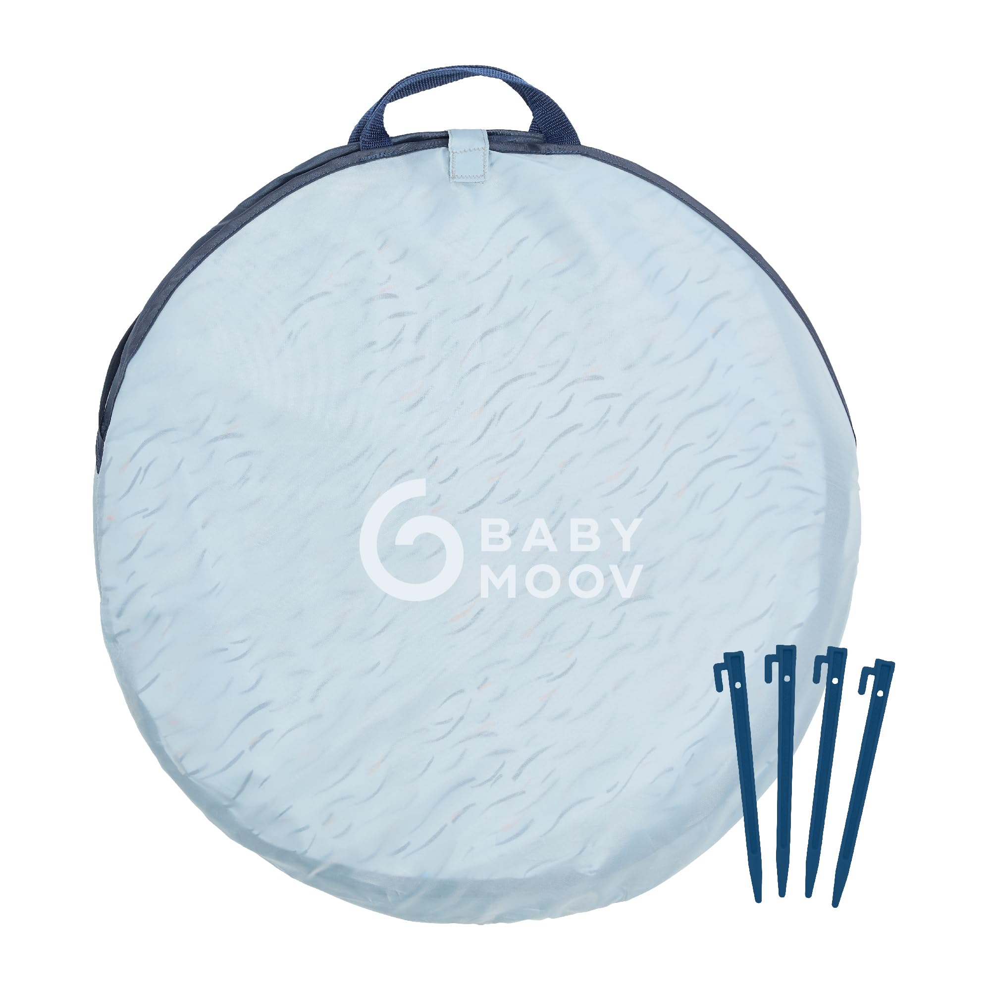 Sturdy pegs included for stable setup on sand or grass