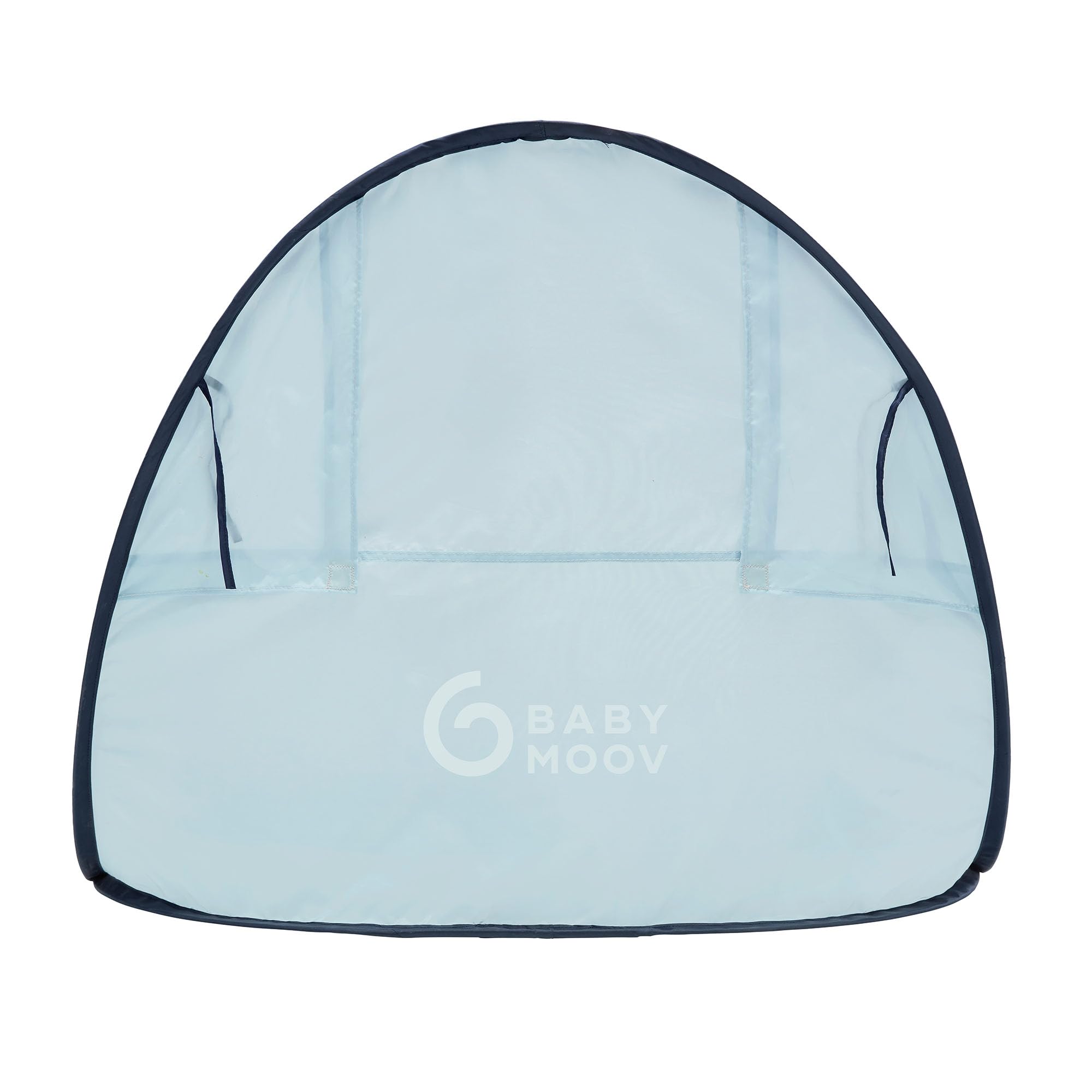 Babymoov anti-UV tent back window view enables airflow for a cooler baby.