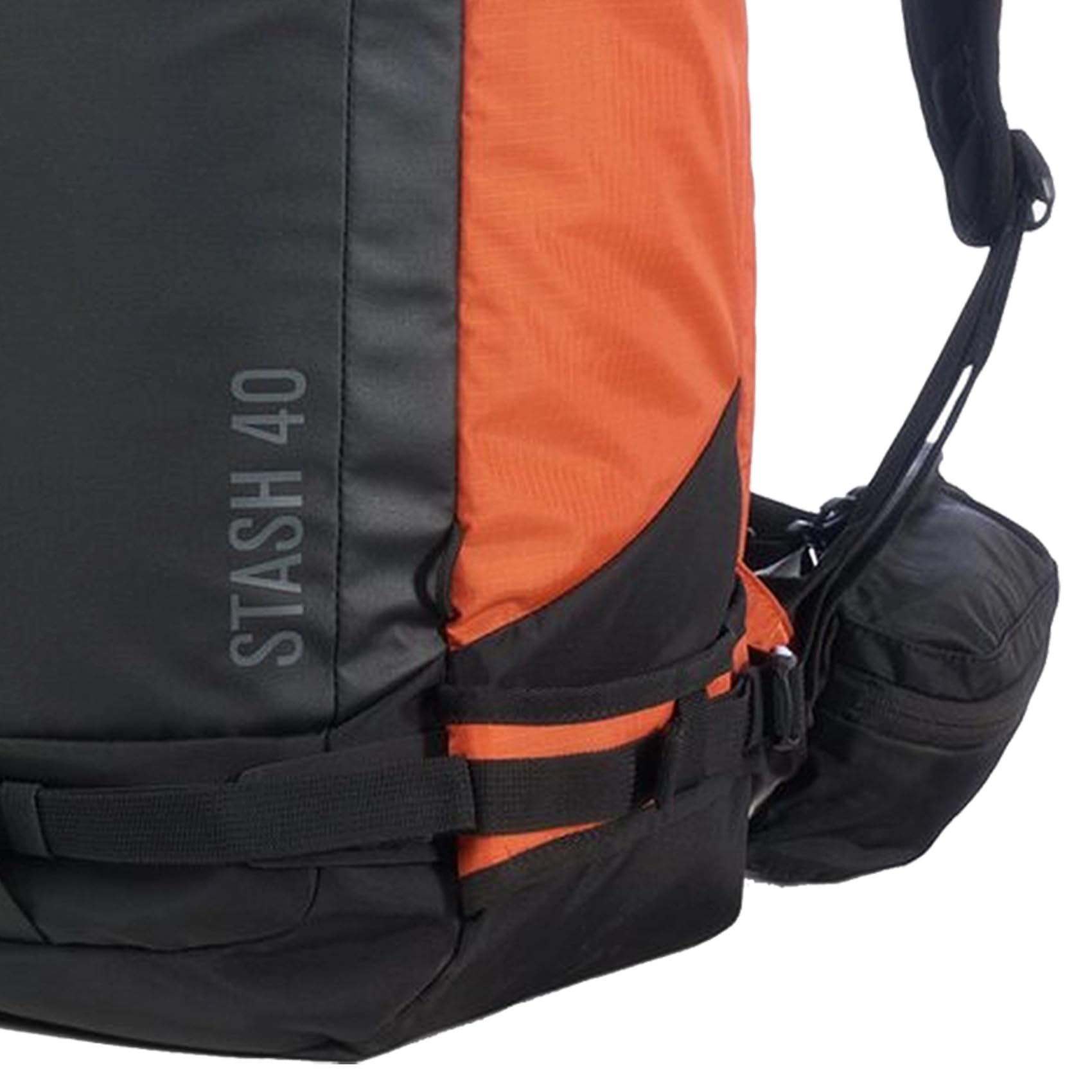 Backcountry Access Stash 40 orange worn on back during activity