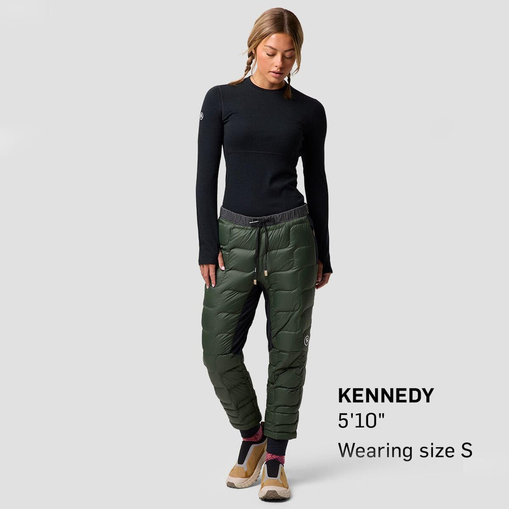 Backcountry Waas Allied Down Pant Ivy fabric texture shows durable recycled nylon ripstop