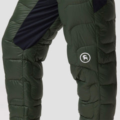 Backcountry Waas Allied Down Pant fabric close-up showcases recycled nylon durability
