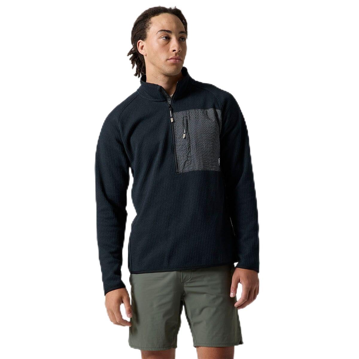 Backcountry Wander Sweater Fleece half-zip black, front view for versatile outdoor wear.